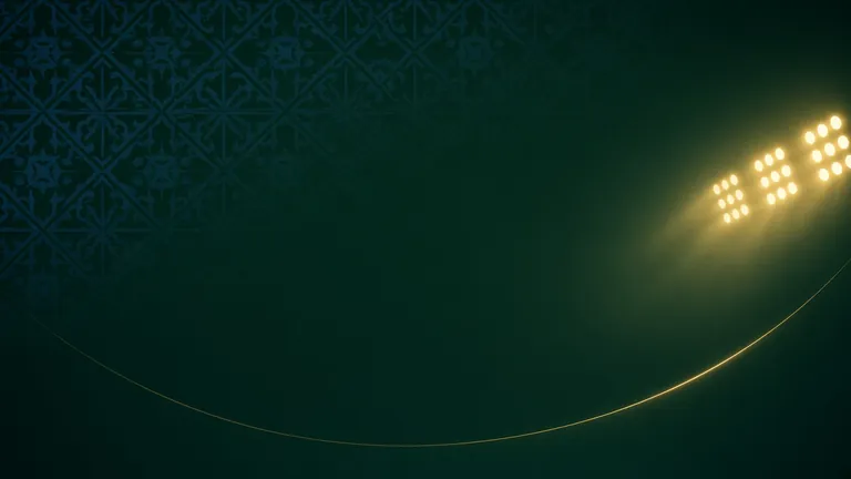 Fundo verde-escuro com padrão de azulejo e luz de estádio